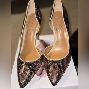 Jessica Simpson Bronze Sequin Pointed-Toe Heels